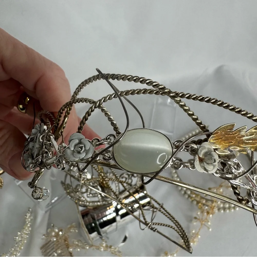Elegant Gold and Silver Hair Accessories Set including Crowns fir the Princess